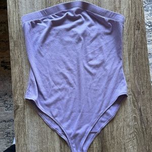 Ribbed purple sleeveless Bodysuit